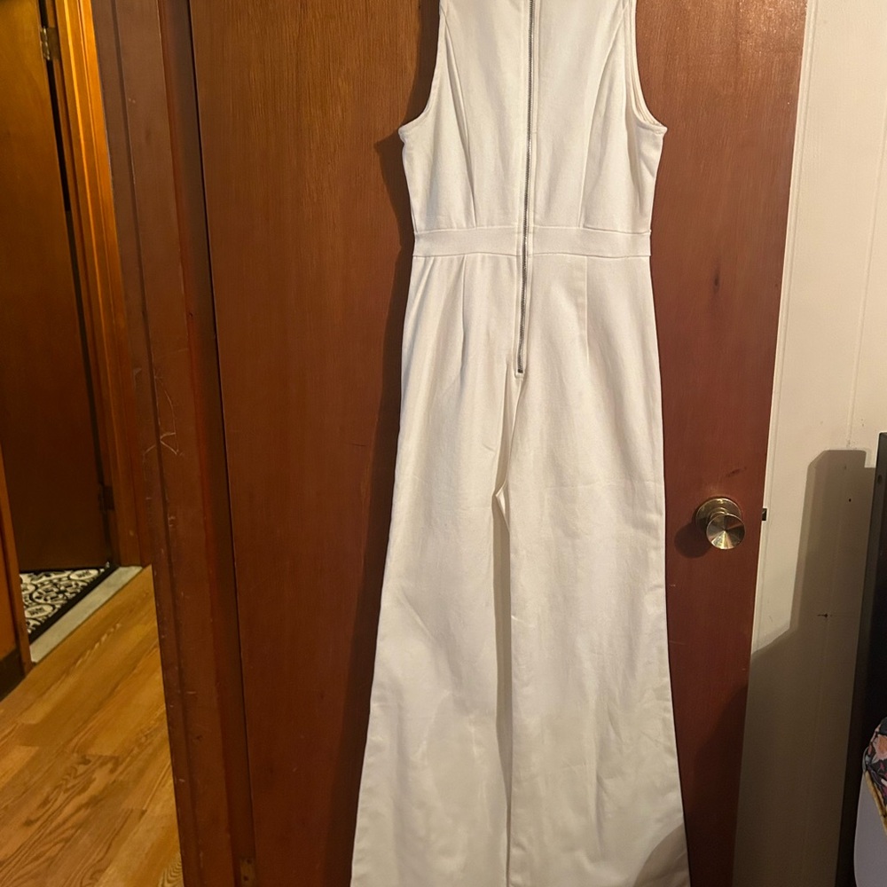 Denim by Jealous Tomato, White Denim, wide leg jumpsuit, size small. - Picture 2 of 6